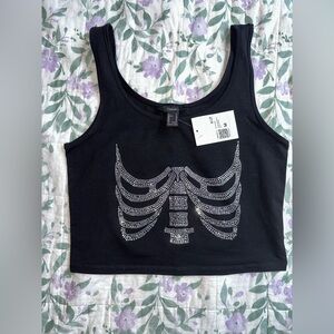 Brand New With Tags Forever21 Halloween “Skeleton” Crop Top Size Medium